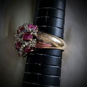 Sterling Silver antique ruby ring
